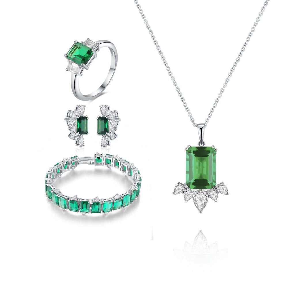 Emerald Cubic Zirconia Diamond Sets The Earth collection Designed by Tanin - Trendolla Jewelry