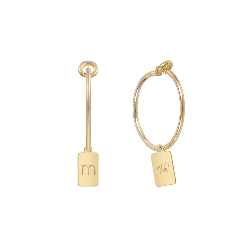Personalized Tag Icon Initial Hoop Earrings - Trendolla Jewelry