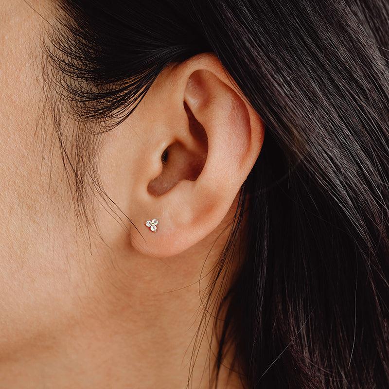 Trendolla Crystal Trinity Ball Back Earrings - Trendolla Jewelry